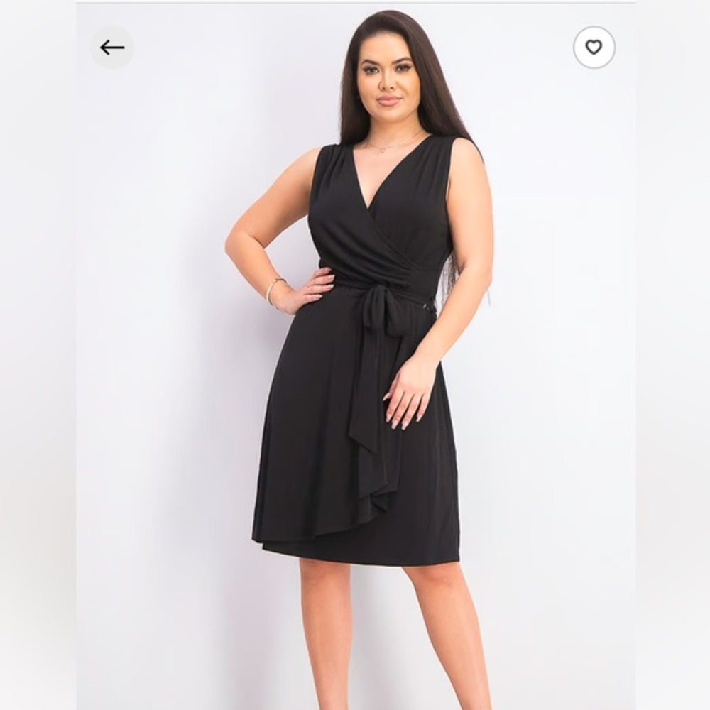 Stitch Fix 41 Hawthorn Tristana Essential Knit Faux Wrap Dress Medium Black